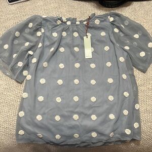 NWT Powder blue with white polka dot shirt